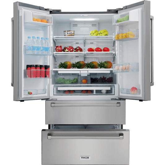 Thor Kitchen Appliance Package - 48 in. Gas Range, Range Hood, Refrigerator, Dishwasher, Wine Cooler, Microwave - AP-LRG4807U-8