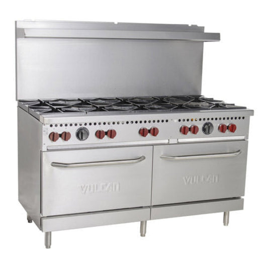 Vulcan SX60-10BN 60" Natural Gas 10-Burner Range With 2 Standard Ovens- 358,000 BTU