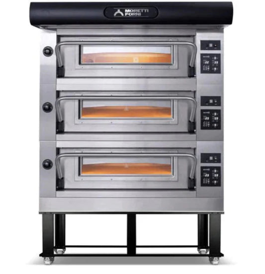 AMPTO Electric Pizza Oven Amalfi 26'' x 41'' x 7'' (Chamber) 208/240/60/3 - 3 Decks with tray guide base - AMALFI A3
