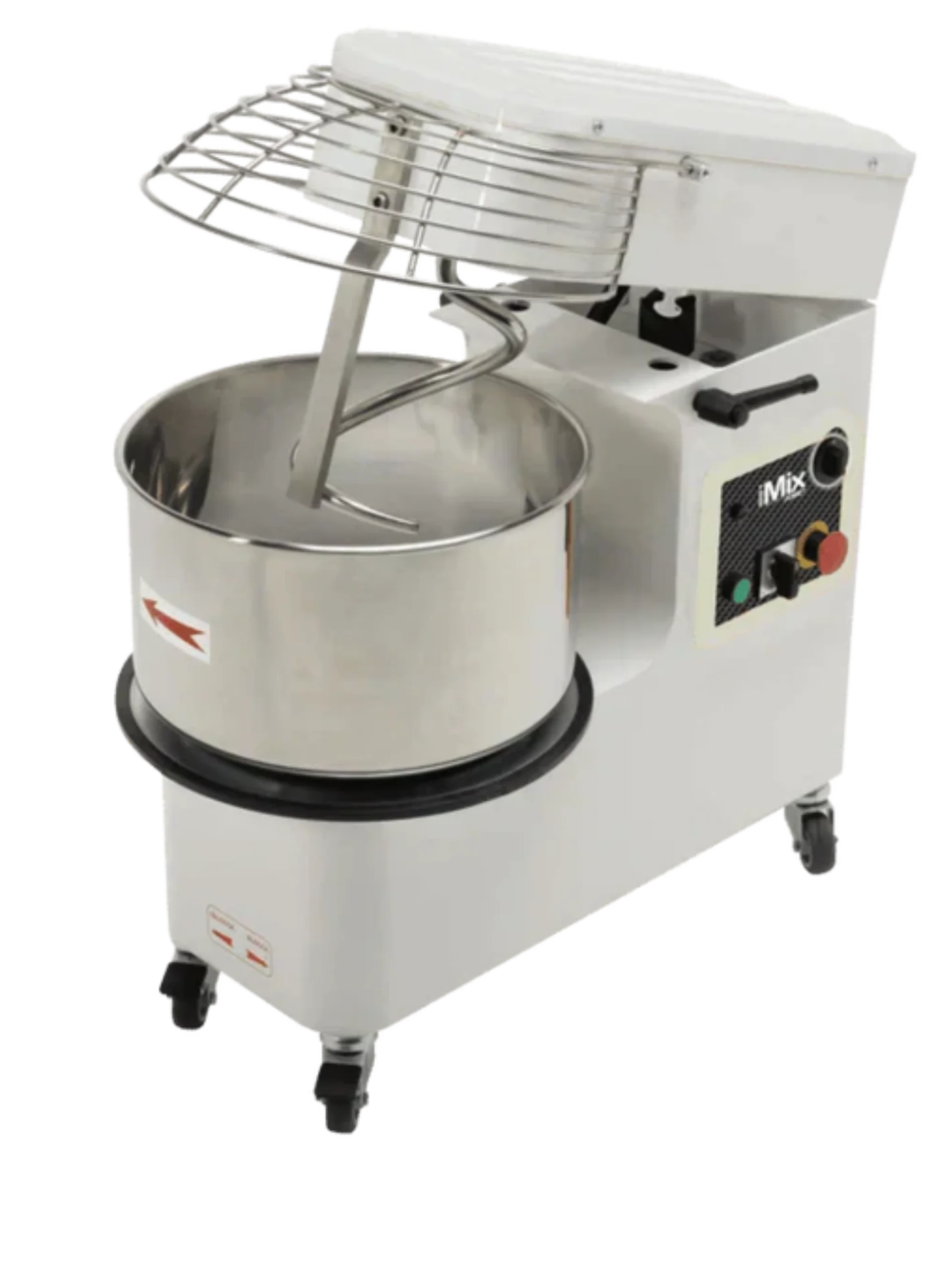 AMPTO Spiral Mixer 55 lbs dough. 37 lbs of flour. 34qts bowl. raising head and removed bowl. 220/60/3 - 2 Speeds. ETL. NSF - IM R25/2