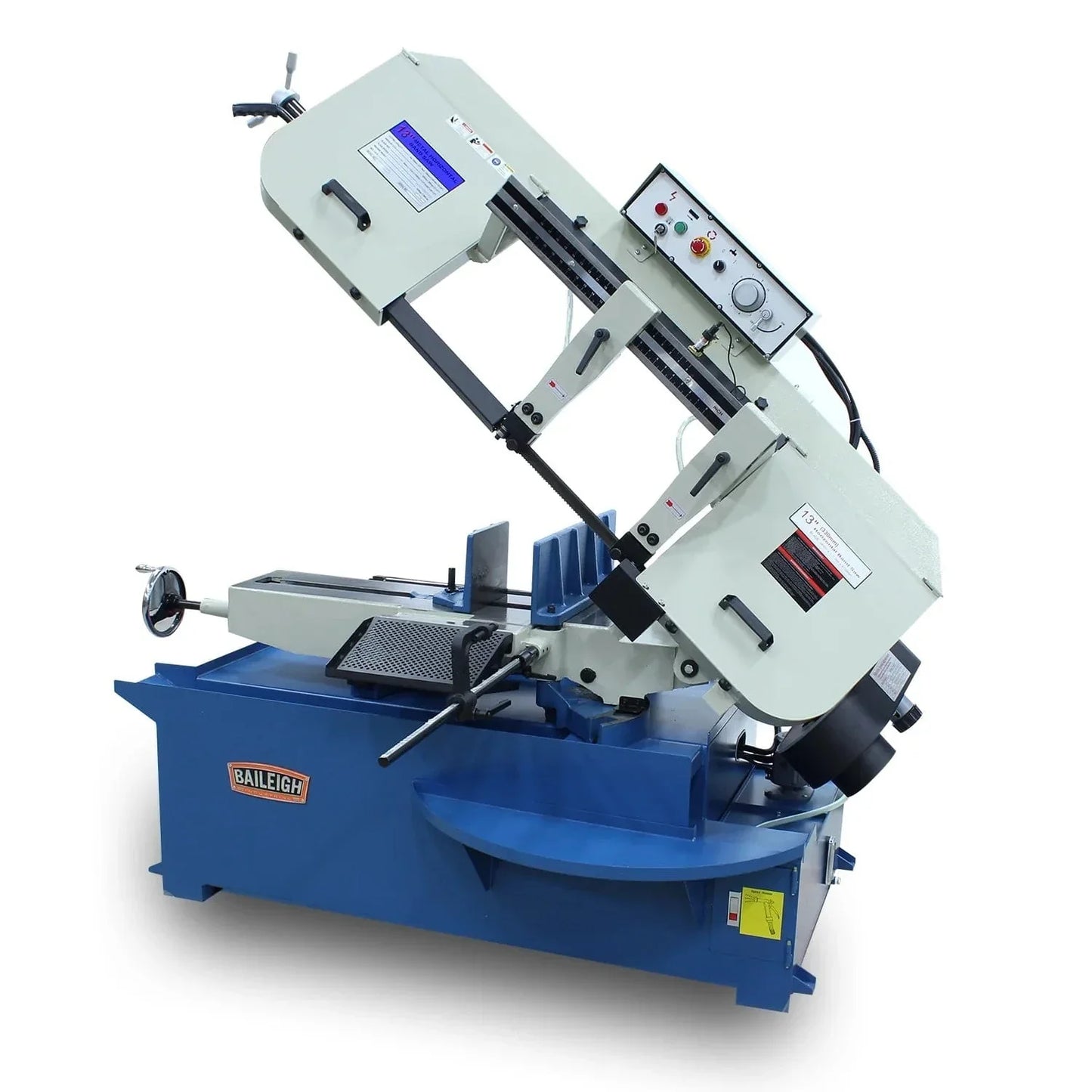 Baileigh BS-330M; 220 Volt 3 Phase Metal Cutting Band Saw Mitering Vice and Head 1-1/4" Blade Width