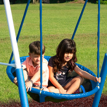 XDP Recreation All Star Playground Outdoor Swing Set, Rider, Super Disc & Slide - 125405