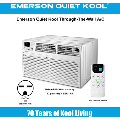 Emerson Quiet - 12000 BTU TTW Air Conditioner with Wifi Controls, 230V | EATC12RSE2T