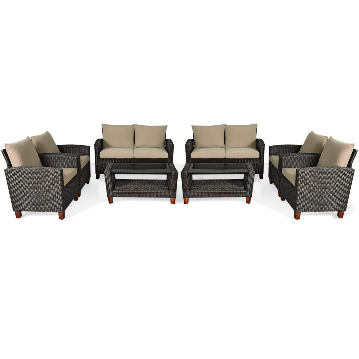 Tangkula 4-Piece Patio Rattan Furniture Set, Outdoor Wicker Conversation Set - HW64145+