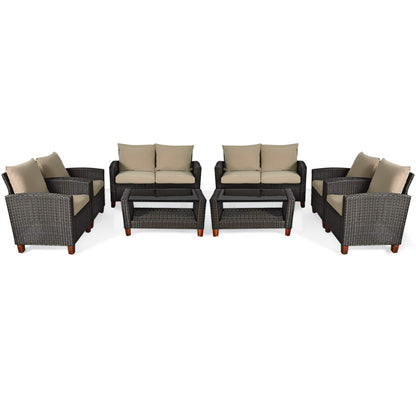 Tangkula 4-Piece Patio Rattan Furniture Set, Outdoor Wicker Conversation Set - HW64145+
