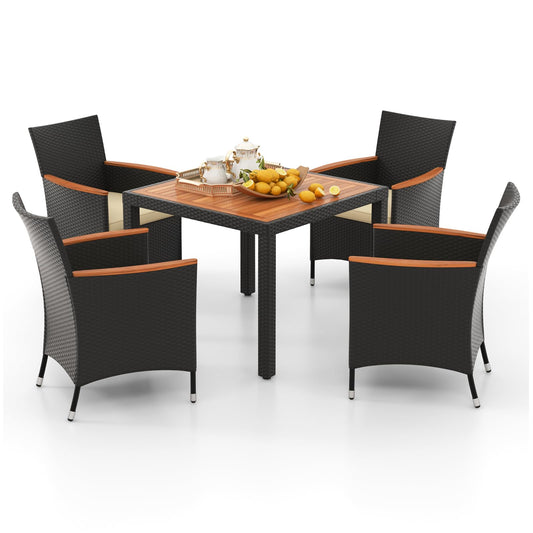 Tangkula 5 Pieces Patio Dining Table Set for 4 - HW71908+