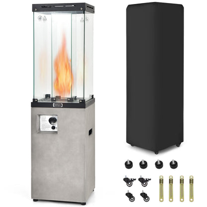 Tangkula 41,000 BTU Propane Patio Heater with Waterproof Cover, Outdoor Heater with Lockable Wheels - NP10518US-DK