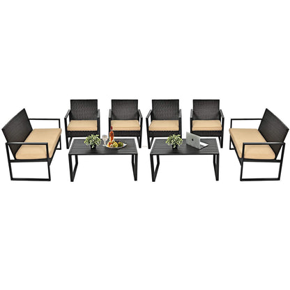 Tangkula 4-Piece Patio Rattan Furniture Set, Outdoor Conversation Set - HW64403