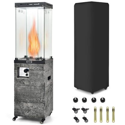Tangkula 41,000 BTU Propane Patio Heater with Waterproof Cover, Outdoor Heater with Lockable Wheels - NP10518US-DK
