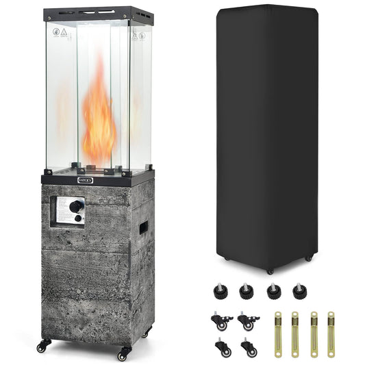 Tangkula 41,000 BTU Propane Patio Heater with Waterproof Cover, Outdoor Heater with Lockable Wheels - NP10518US-DK