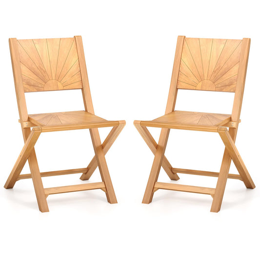 Tangkula 2/4 Pieces Folding Patio Chairs(Sun Back) - 2*JV12297