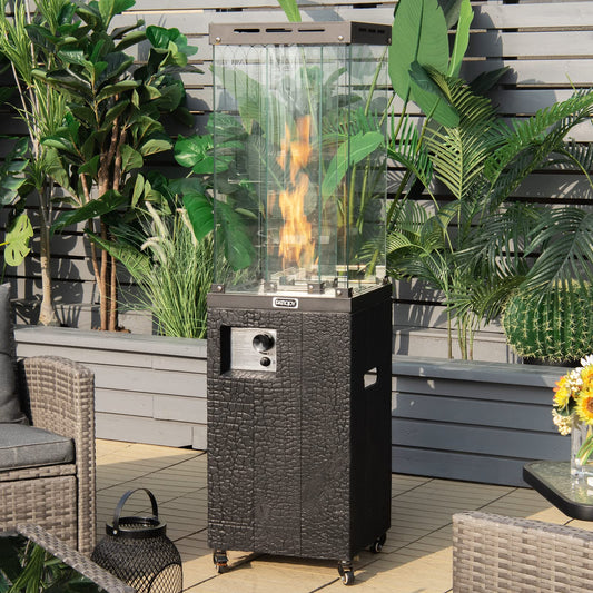 Tangkula 41,000 BTU Propane Patio Heater with Waterproof Cover, Outdoor Heater with Lockable Wheels - NP10518US-DK