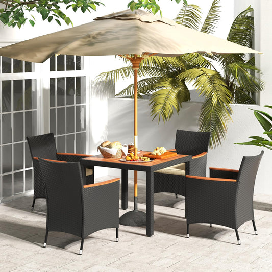 Tangkula 5 Pieces Patio Dining Table Set for 4 - HW71908+