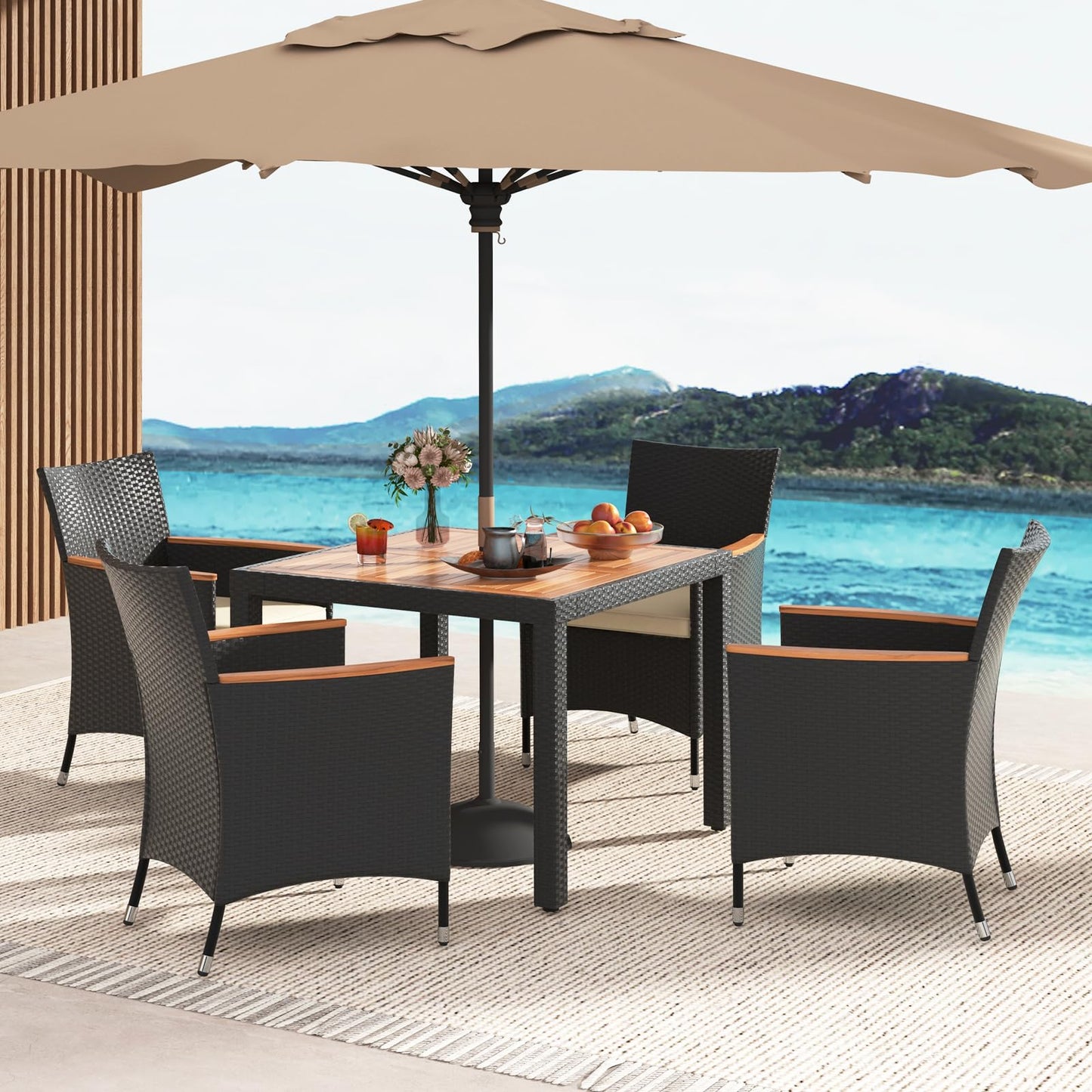 Tangkula 5 Pieces Patio Dining Table Set for 4 - HW71908+