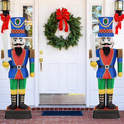 Tangkula 6 FT Christmas Lighted Nutcracker with Sword, 3D Christmas Lighted Soldier with 110 LED Lights - CM24898US