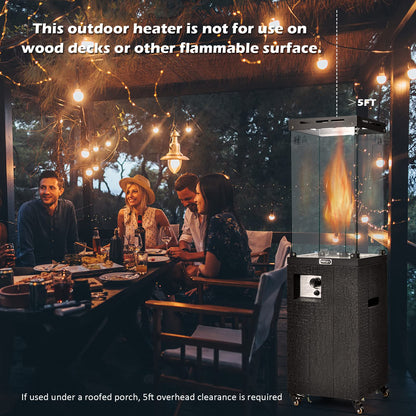 Tangkula 41,000 BTU Propane Patio Heater with Waterproof Cover, Outdoor Heater with Lockable Wheels - NP10518US-DK