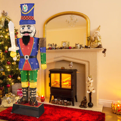 Tangkula 6 FT Christmas Lighted Nutcracker with Sword, 3D Christmas Lighted Soldier with 110 LED Lights - CM24898US
