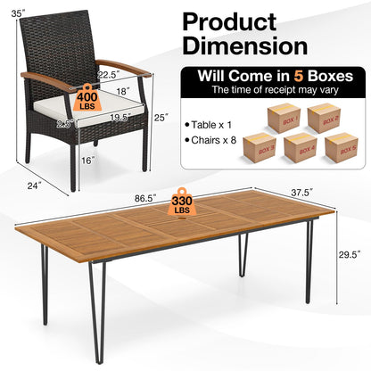 Tangkula 9 Pieces Outdoor Patio Dining Set - HW72245+2*HW70831-4