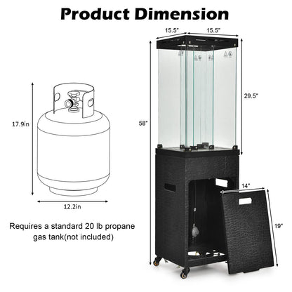 Tangkula 41,000 BTU Propane Patio Heater with Waterproof Cover, Outdoor Heater with Lockable Wheels - NP10518US-DK