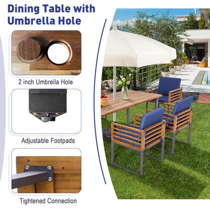 Tangkula 7 Piece Patio Dining Set, Acacia Wood Dining Chair & Table Set - HW70983NY+