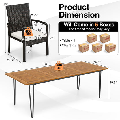 Tangkula 9 Pieces Outdoor Patio Dining Set - HW72245+2*HW70830-4