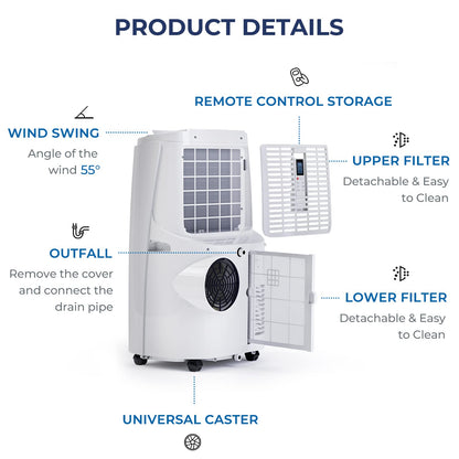 Tangkula 3 in 1 Air Cooler with Fan & Dehumidifier (12000BTU) - ES10115US-WH