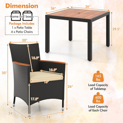 Tangkula 5 Pieces Patio Dining Table Set for 4 - HW71908+