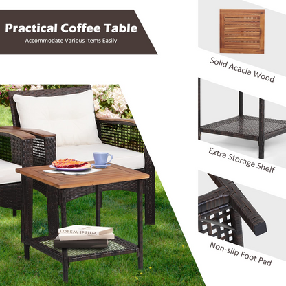Tangkula 5 Pieces Wicker Patio Furniture Set - HW69537+