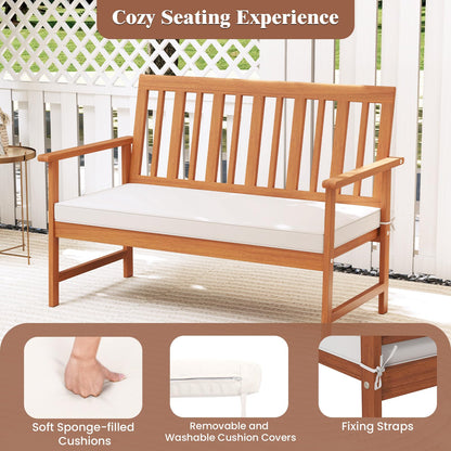 Tangkula 4/8-Piece Acacia Wood Patio Conversation Set - 2*HW73087WH