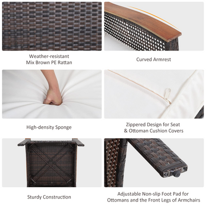 Tangkula 5 Pieces Wicker Patio Furniture Set - HW69537+