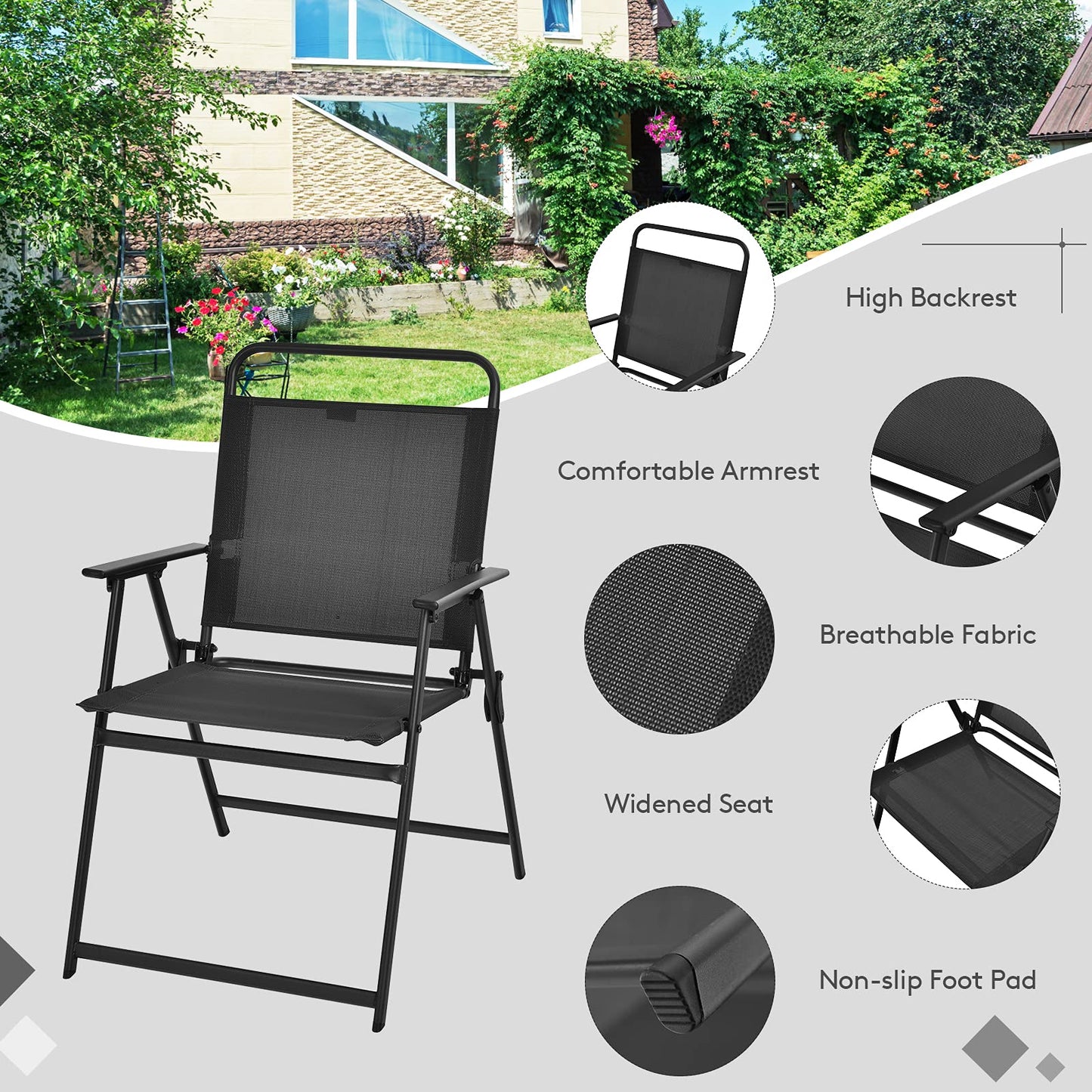 Tangkula 6 Pieces Patio Dining Set with Umbrella, Outdoor Table and Chair Set - NP10069WL-GR