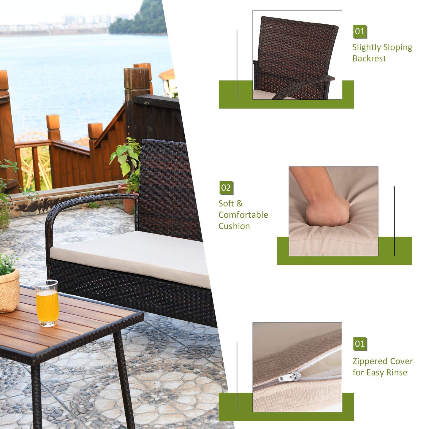 Tangkula 4/8 PCS Patio Rattan Furniture Set, Outdoor Conversation Set - HW66527