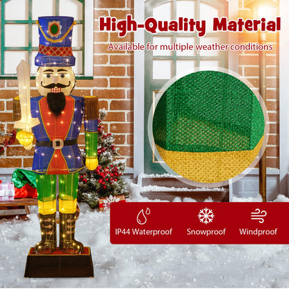 Tangkula 6 FT Christmas Lighted Nutcracker with Sword, 3D Christmas Lighted Soldier with 110 LED Lights - CM24898US