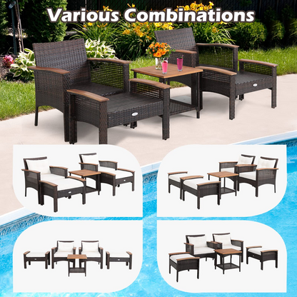 Tangkula 5 Pieces Wicker Patio Furniture Set - HW69537+