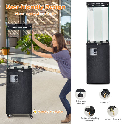 Tangkula 41,000 BTU Propane Patio Heater with Waterproof Cover, Outdoor Heater with Lockable Wheels - NP10518US-DK