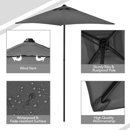 Tangkula 6 Pieces Patio Dining Set with Umbrella, Outdoor Table and Chair Set - NP10069WL-GR