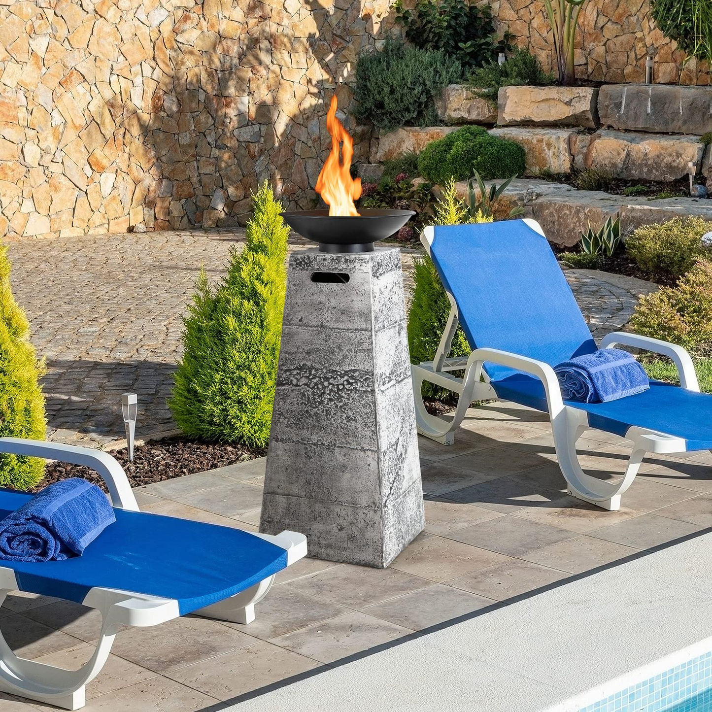 Tangkula 48 Inch Tall Patio Propane Fire Pit Tower - NP10641HS