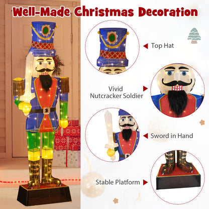 Tangkula 6 FT Christmas Lighted Nutcracker with Sword, 3D Christmas Lighted Soldier with 110 LED Lights - CM24898US