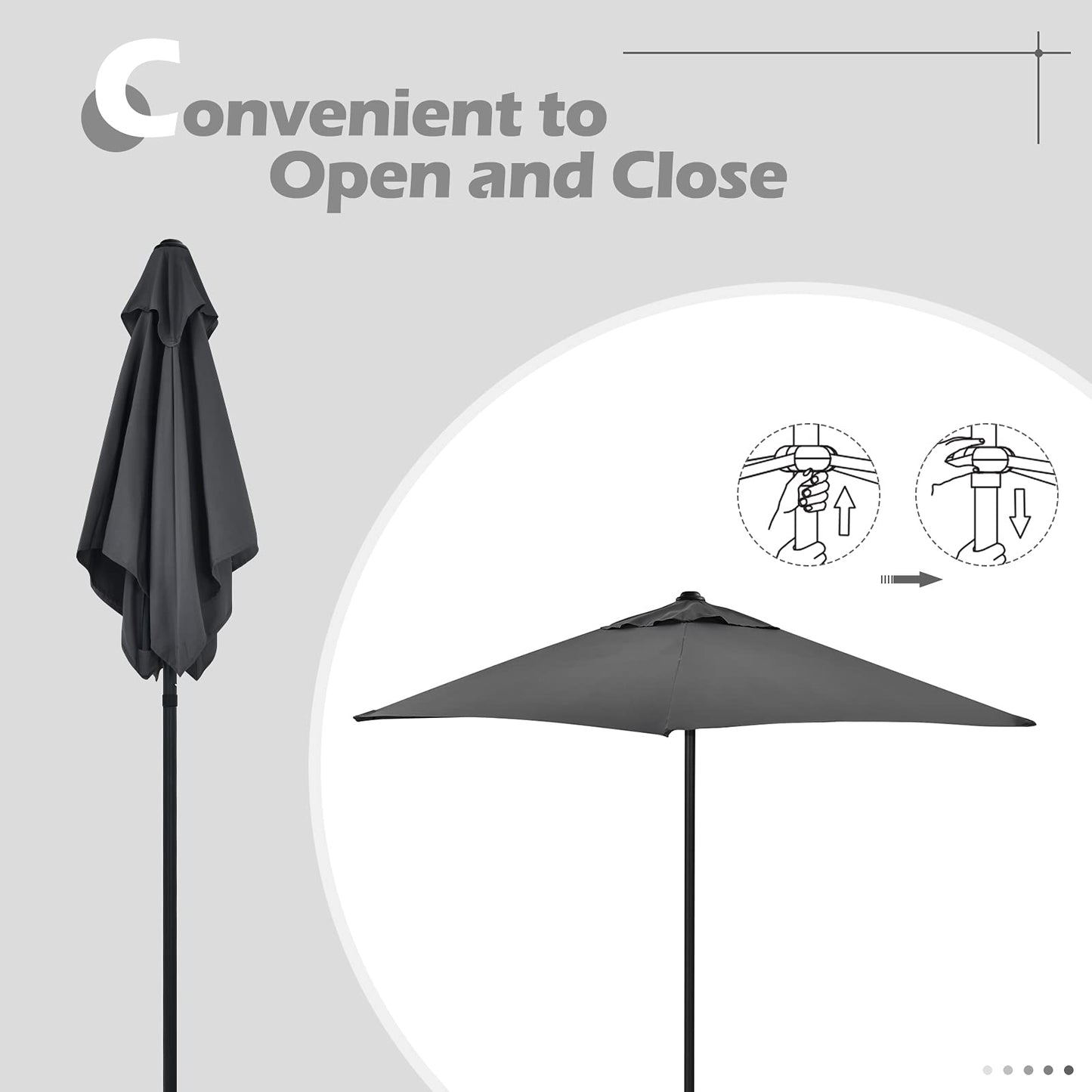 Tangkula 6 Pieces Patio Dining Set with Umbrella, Outdoor Table and Chair Set - NP10069WL-GR