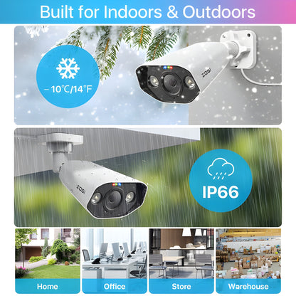 Zosi C182 4K 8CH 4-Cam PoE Camera System + 2TB Hard Drive - C182 4K 8CH 4