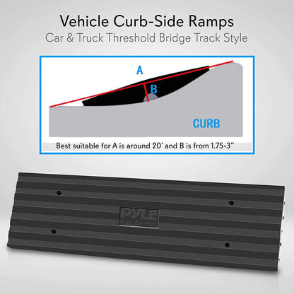 Pyle Car/Truck Rubber Curbside Driveway Ramp Threshold Bridge Track (4 Pack) - 221456