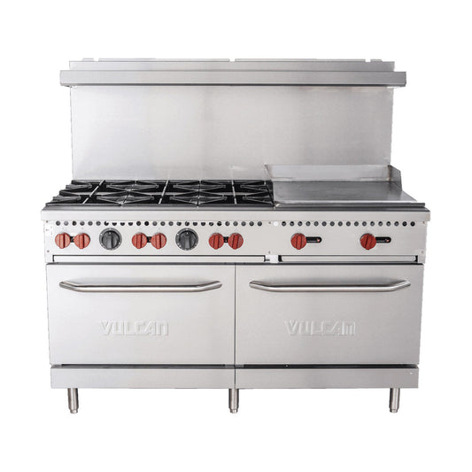 Vulcan SX60F-6B24G SX Series 60" Natural Gas 6-Burner Value Range With 24" Griddle- 258,000 BTU