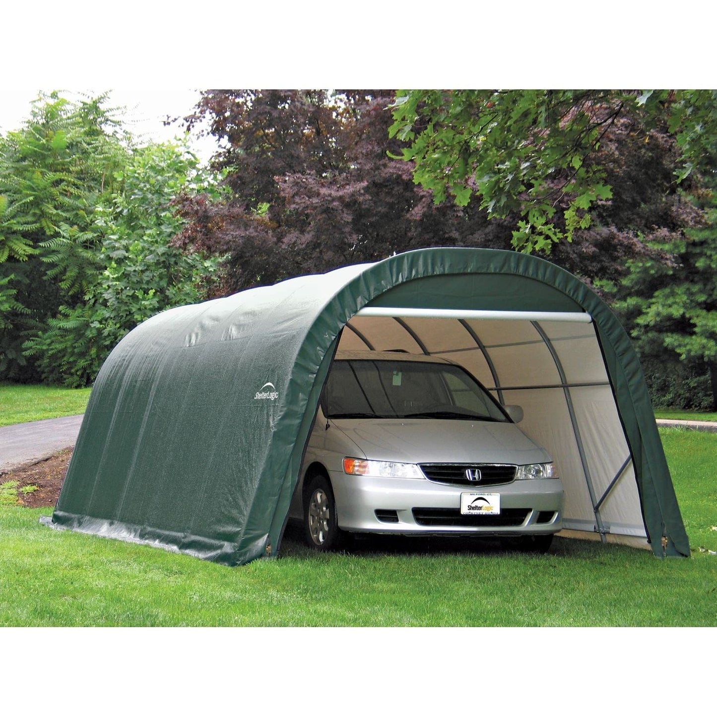 ShelterLogic ShelterCoat 12 x 28 x 8 ft. Wind and Snow Rated Garage Round Green STD - 76642