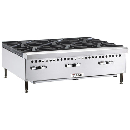 Vulcan VCRH36 Restaurant Series Liquid Propane 36” Countertop 6-Burner Gas Hot Plate - 150,000 BTU - VCRH36-1C LP
